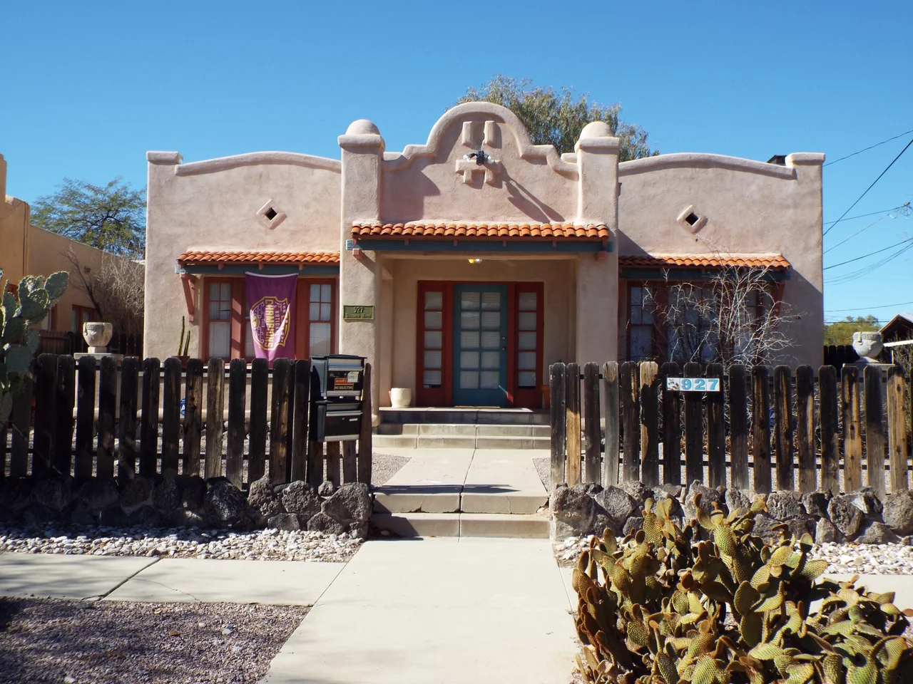This is the house that John Dillinger, the infamous gangster, rented and in which he was arrested by the Tucson Police in 1934. Thus the house is now known as the John Dillinger House.