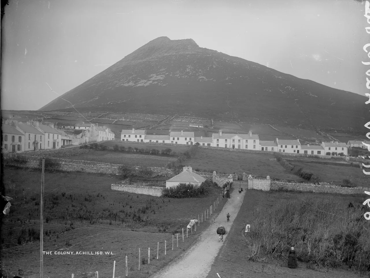 Sounding a little ominous (perhaps somewhere Patrick McGoohan might have spent some time), today we visit "The Colony" on Achilll island. Depending on when French captured this image, it's likely that Nangle's mission was all but closed by this time....
Photographer: French, Robert (1841-1917)
Contributors: Lawrence, William (1840-1932)
Collection:  Lawrence Photograph Collection
Date: 1880-1900
NLI Ref:  L_ROY_00168

You can also view this image, and many thousands of others, on the NLI’s catalogue at catalogue.nli.ie