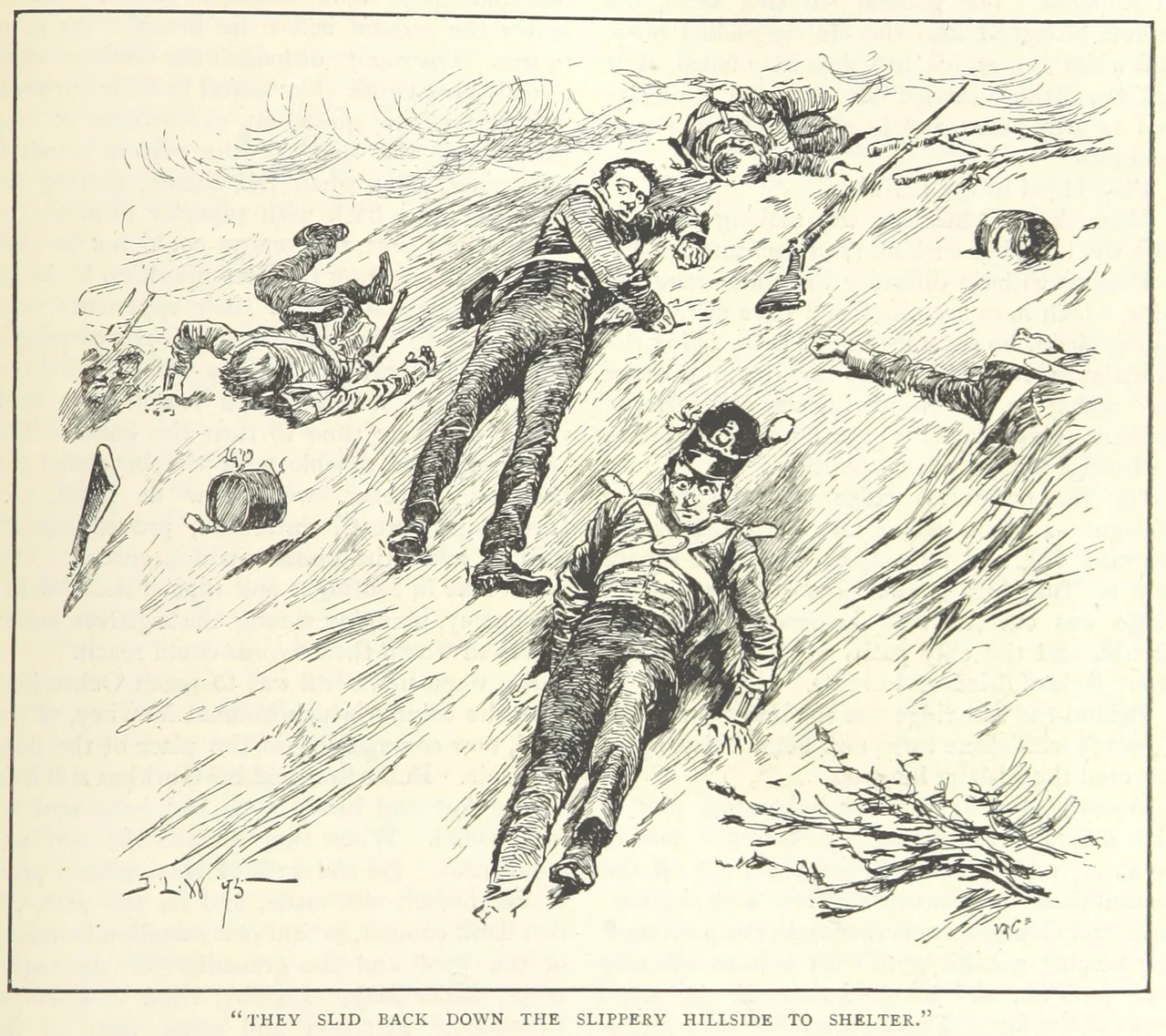 British pioneers retreat after their first attack fails at the 1814 Battle of Nalapani.